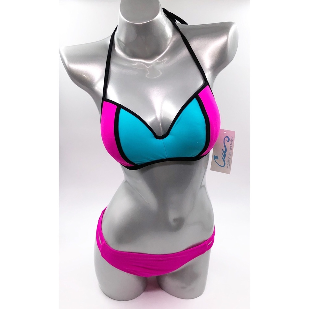 California Waves Bikini Swimsuit Medium Colorblock - Picture 1 of 6